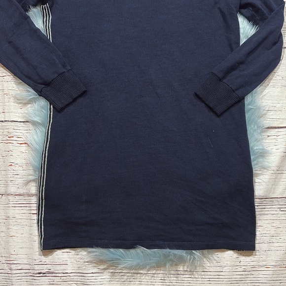 Monrow Supersoft Navy Side Stripe Sweatshirt Dress sz M - Picture 6 of 9